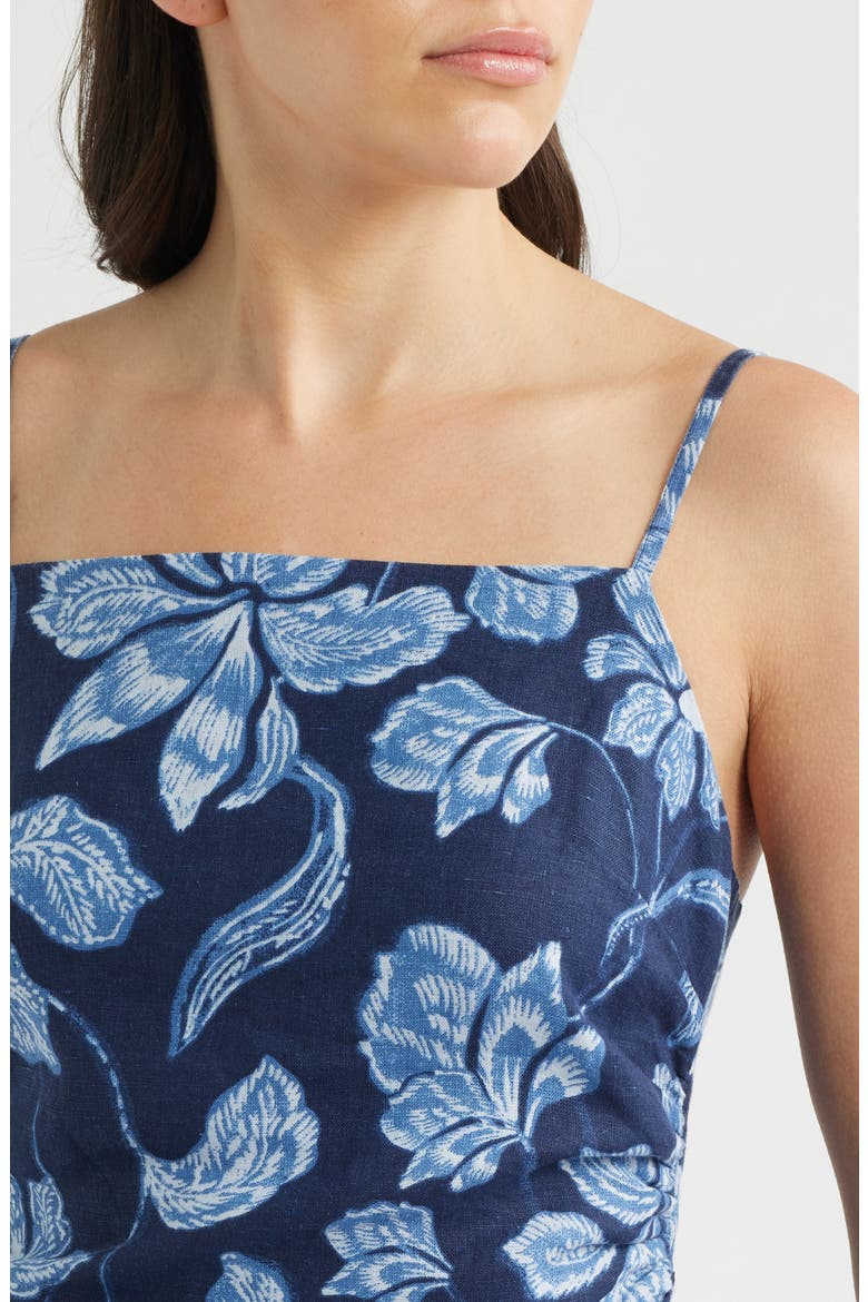 Sharona Ruched Linen Midi Dress, Alternate, color, CLASSIC INDIGO