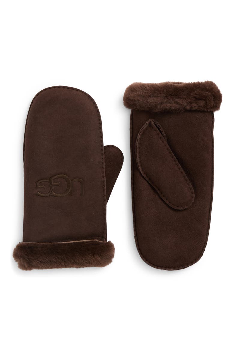 Genuine Shearling Lined Mittens, Main, color, ALLSPICE