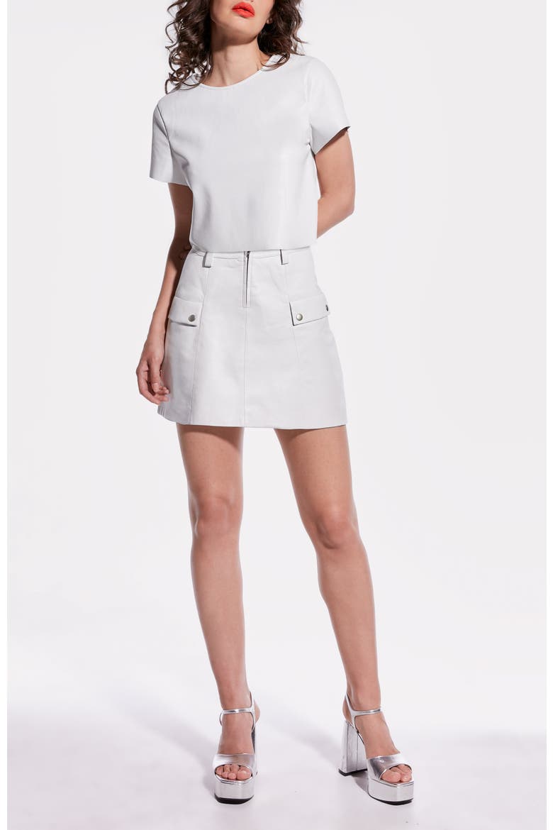 Jameson Recycled Leather Skirt, Main, color, White