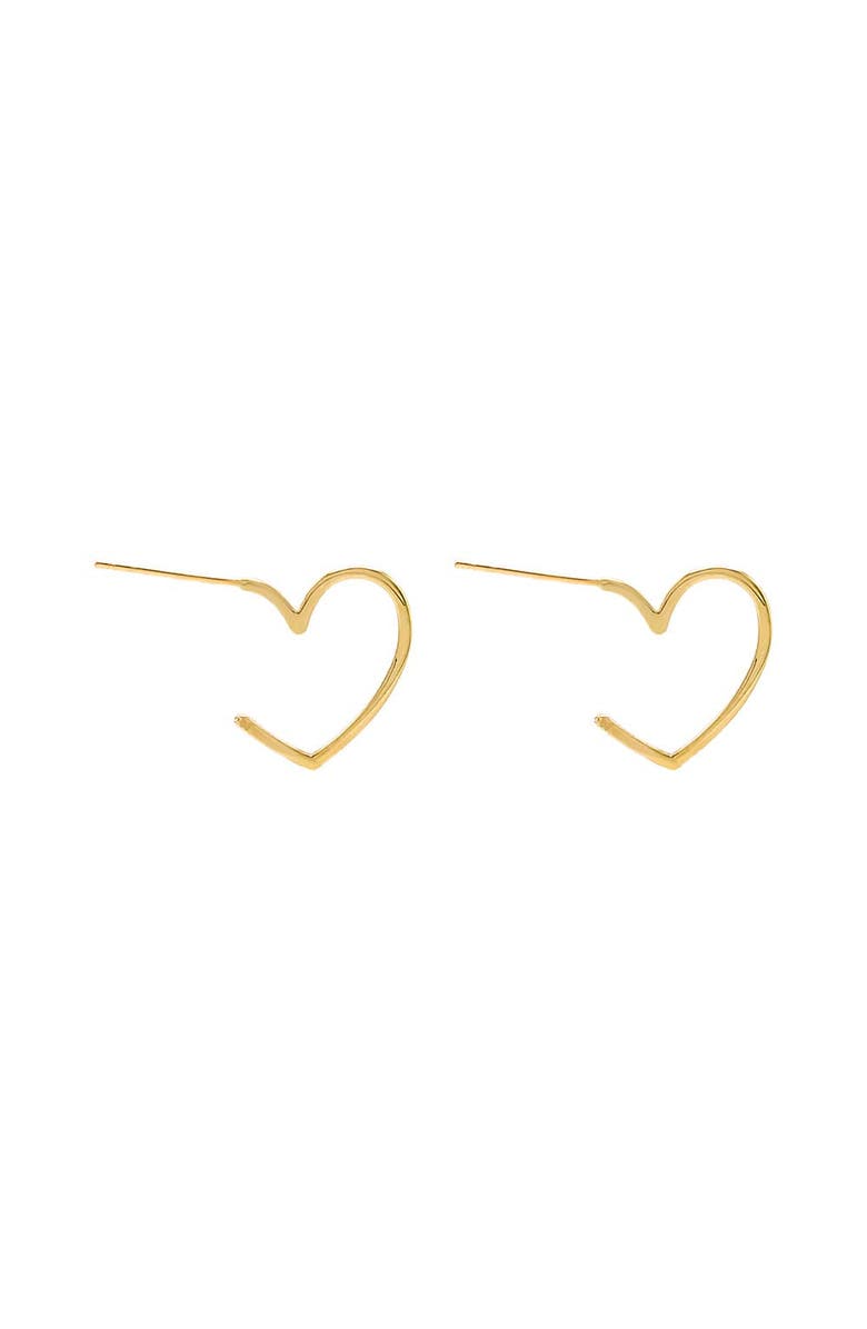 BY ADINA EDEN Solid Open Heart Hoop Earring 14K, Main, color,