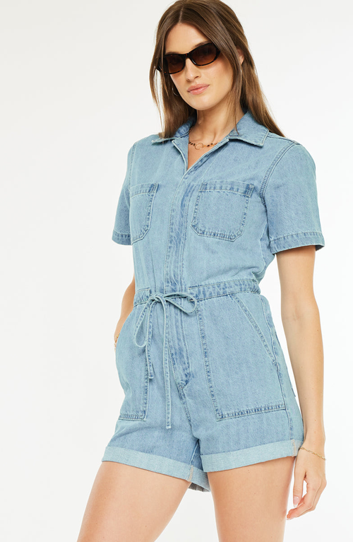 Kancan Mailene Denim Romper In Multi