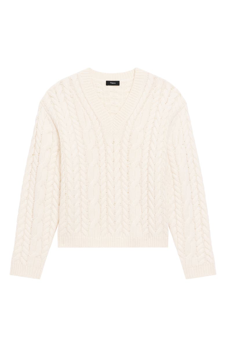 Theory Wool & Cashmere Cable Sweater, Alternate, color, Ivory - C05