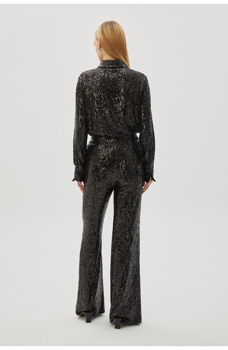 Exquise Arvid Pants  Sequin Embellished Lined Wide Leg Pants, Alternate, color, Black