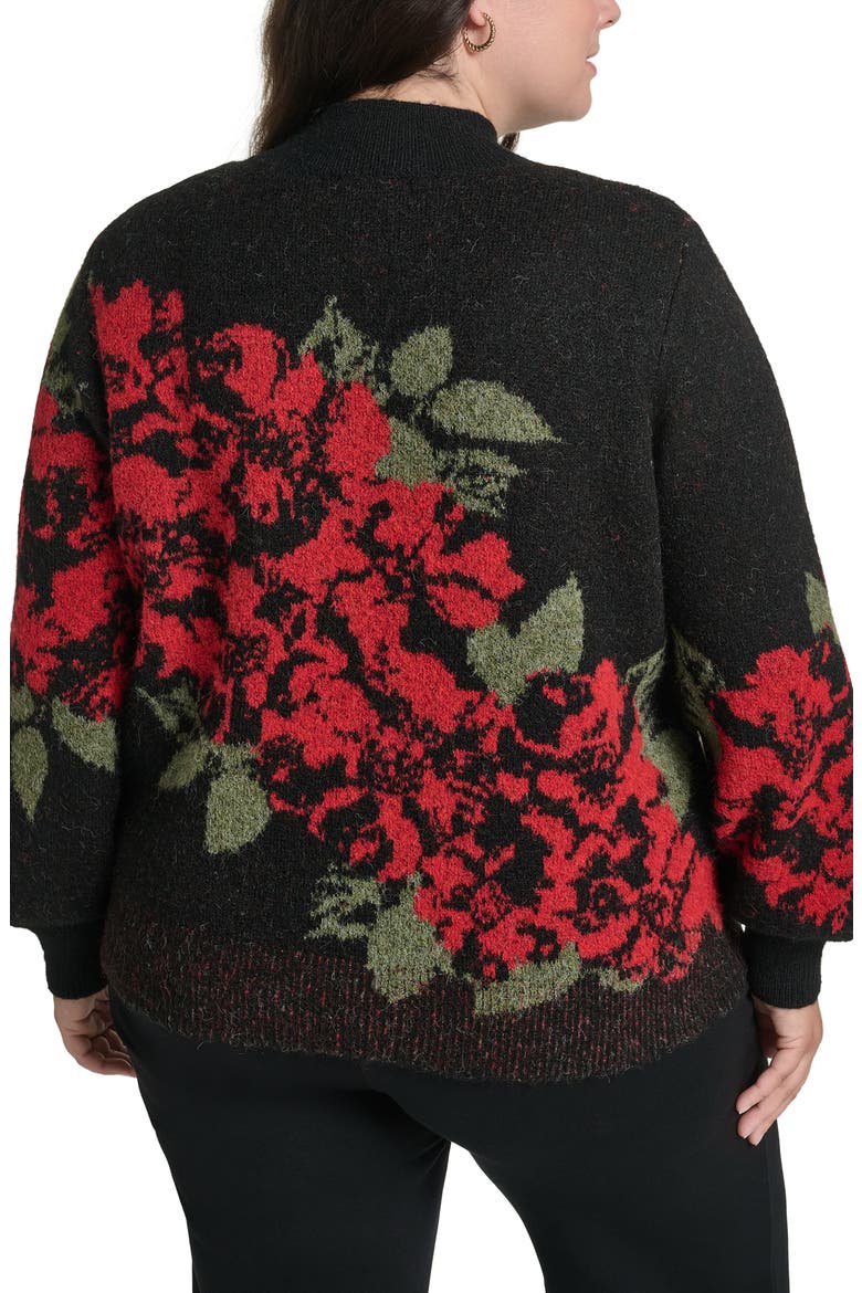 Rose Mock Neck Sweater, Alternate, color, BLACK/ ADMIRAL RED/ CYP GREEN