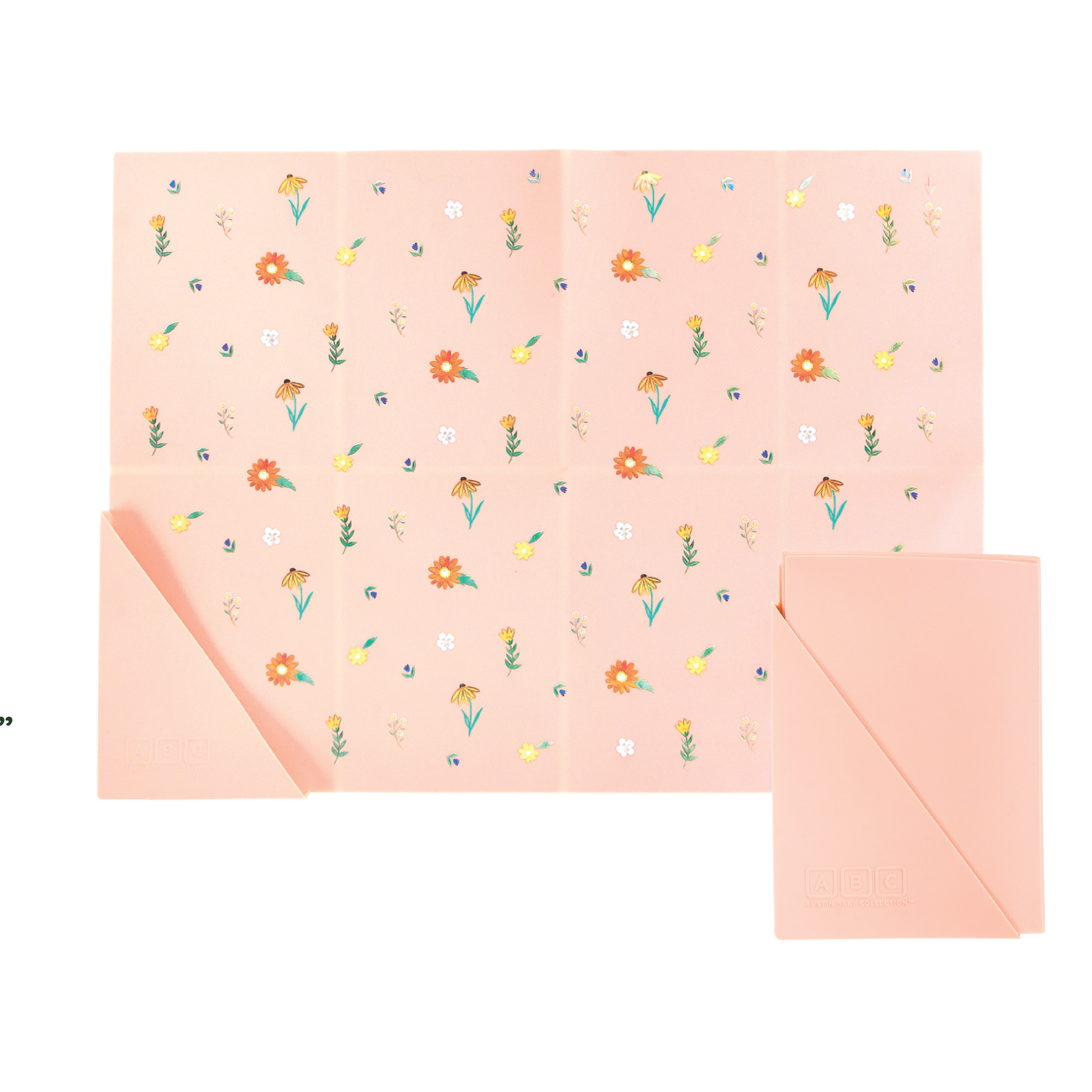 Austin Baby Co Silicone Foldable Placemat in Wildflower Ripe Peach 