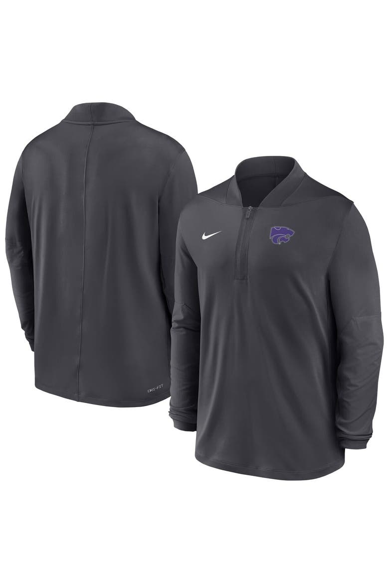 Men's Nike  Anthracite Kansas State Wildcats Dri-FIT Half-Zip Pullover, Main, color, Anthracite