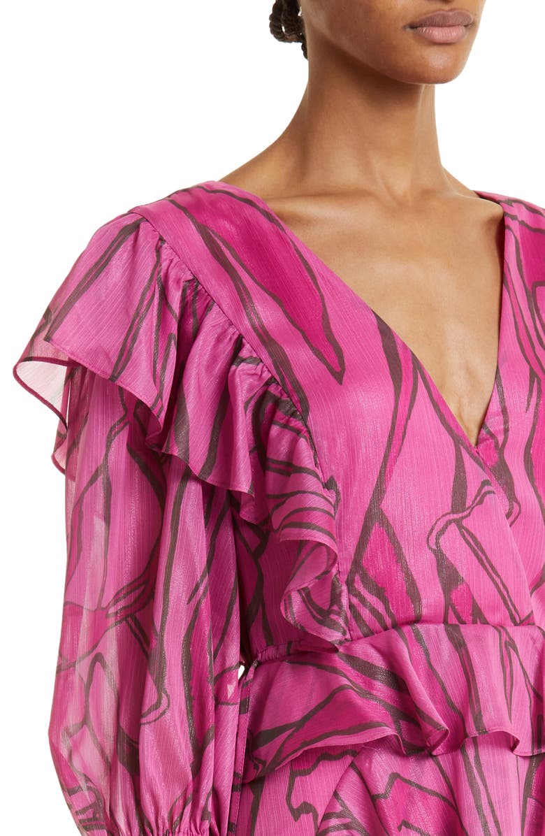 Ted Baker London Victoir Abstract Print Chiffon Ruffle Dress, Alternate, color,