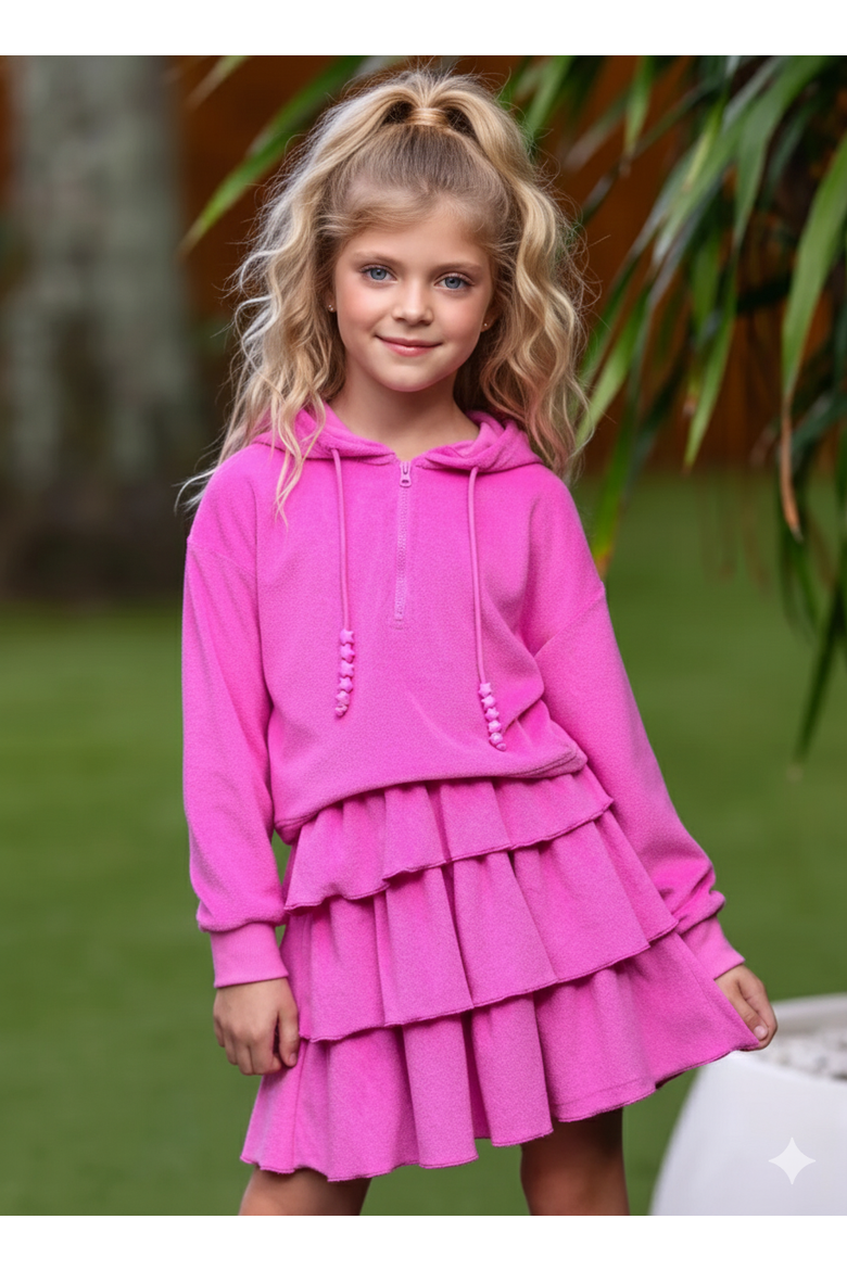 Sweet Sorbet Ruffle Terry Hoodie and Ruffle Skirt Set, Alternate, color, Pink