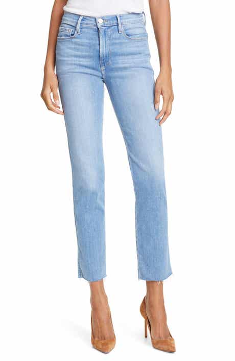 FRAME Le Sylvie High Waist Raw Hem Straight Leg Jeans (Nordstrom Exclusive)