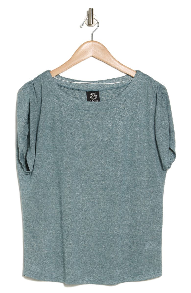 Bobeau Caty Shirred Shoulder T-Shirt, Alternate, color, Dusty Teal