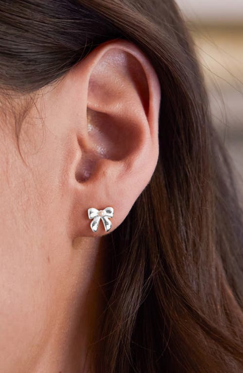 Estella Bartlett Faux Pearl Bow Stud Earrings In Metallic