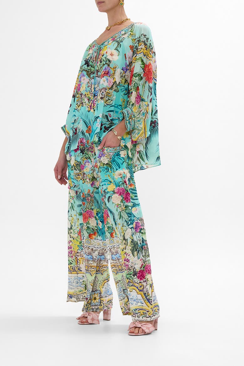 Raglan Sleeve Blouse With Cuff Gardens Of Queluz, Alternate, color, Gardens Of Queluz