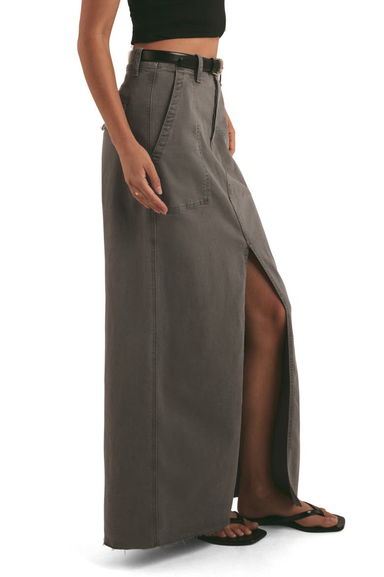 The Sadie High Waist Utility Denim Maxi Skirt, Alternate, color, KALAMATA