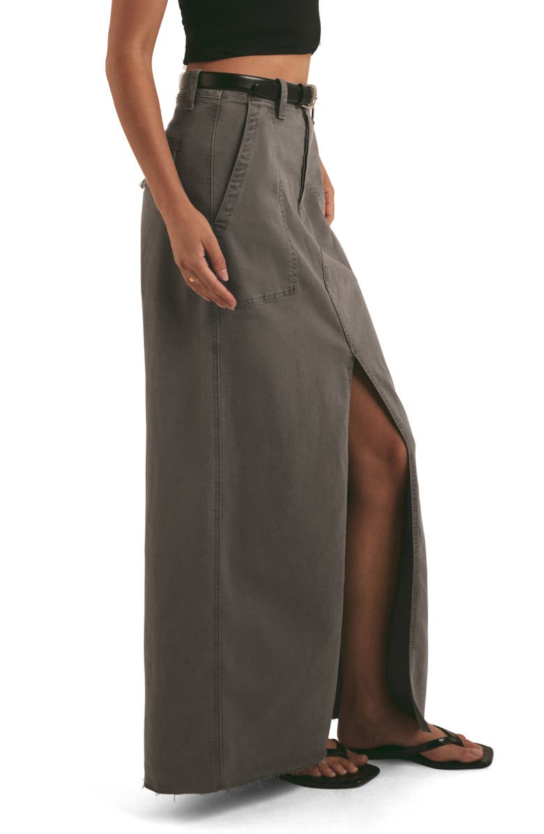 Favorite Daughter The Sadie High Waist Utility Denim Maxi Skirt, Alternate, color, Kalamata