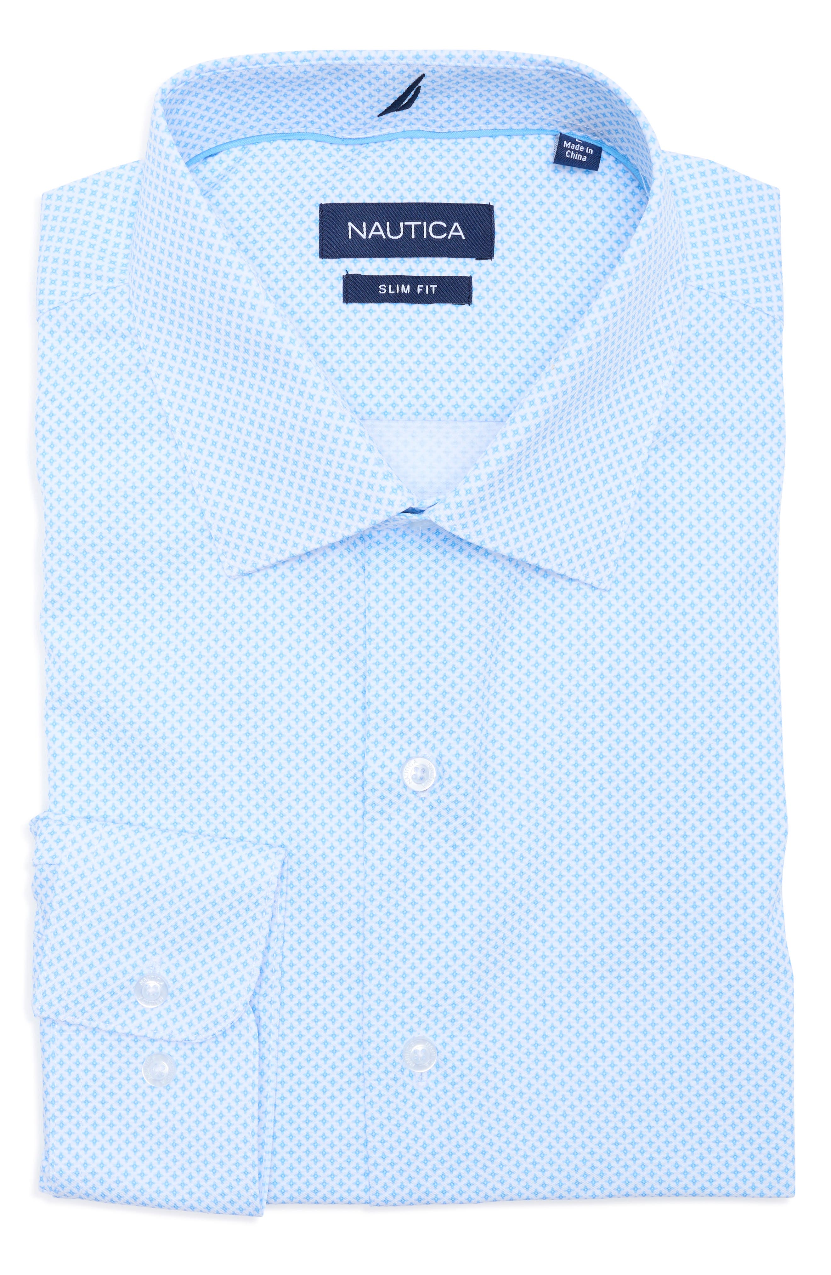 Nautica Slim Fit Geo Print Dress Shirt