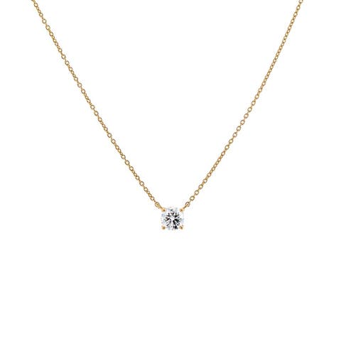Lab Grown Diamond Round Solitaire Necklace 14K