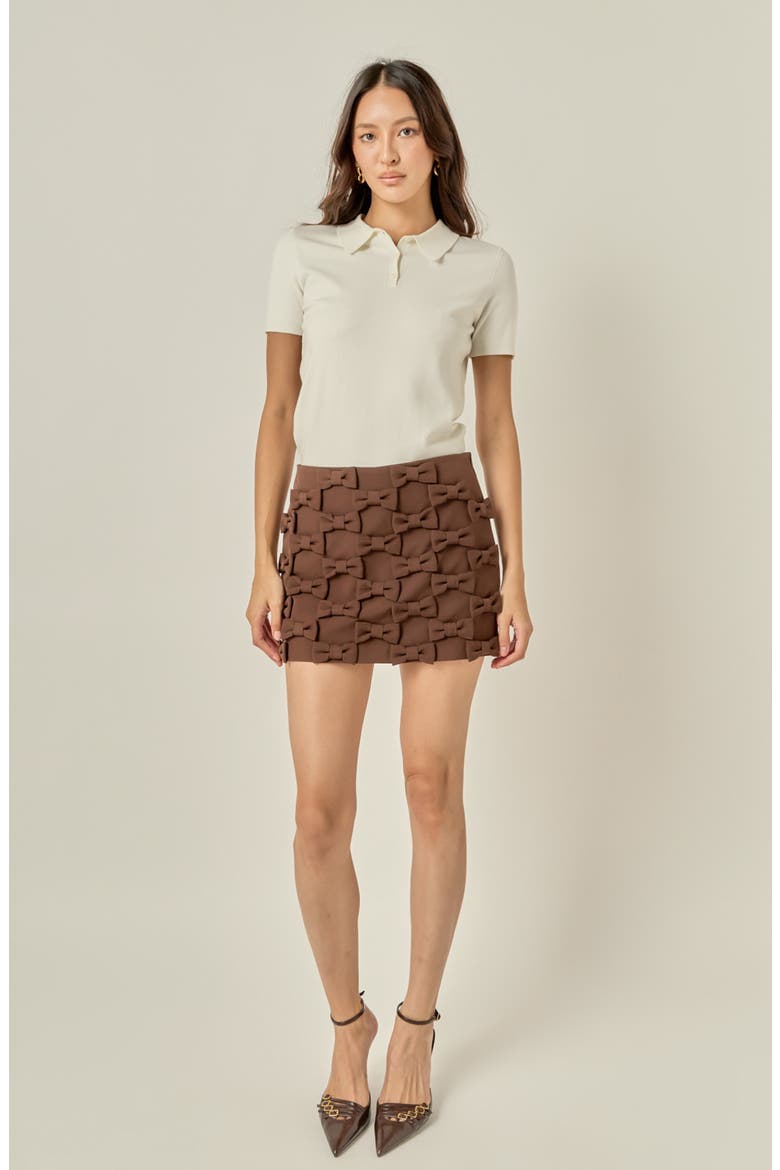 Bow Detailed Skort, Alternate, color, BROWN