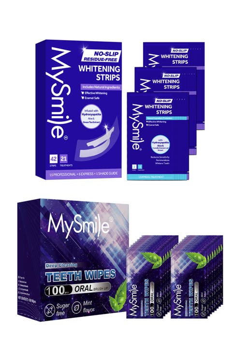 Non-Slip Hydroxyapatite-Infuse Teeth Whitening Strips With Teeth Wipes Double Pack