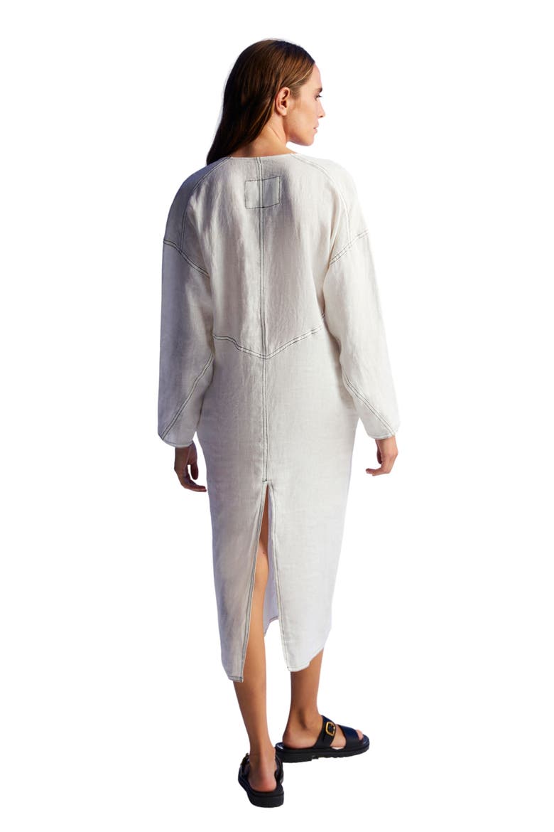 Draped Deep V-Neck Dress, Alternate, color, Ecru
