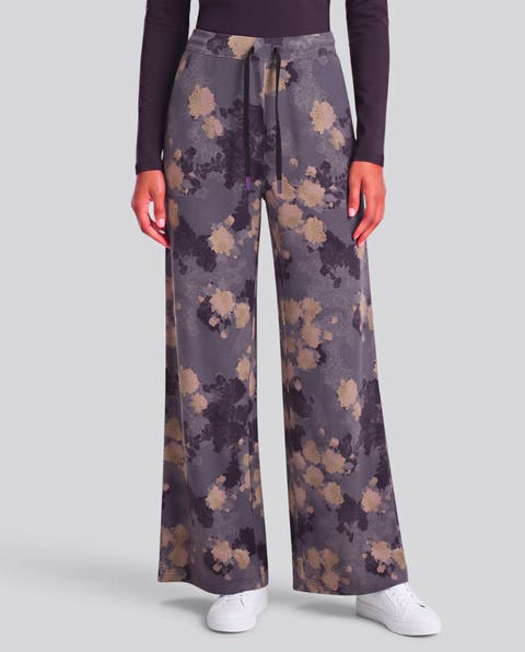 Lans Floral Womens Stretch Knit Drawstring Pant