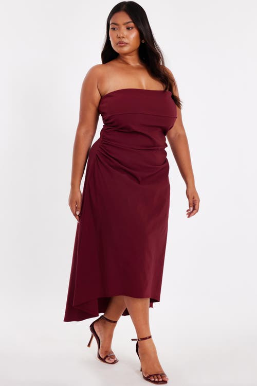 Quiz Plus Size Crepe Bandeau Midi Dress In Purple