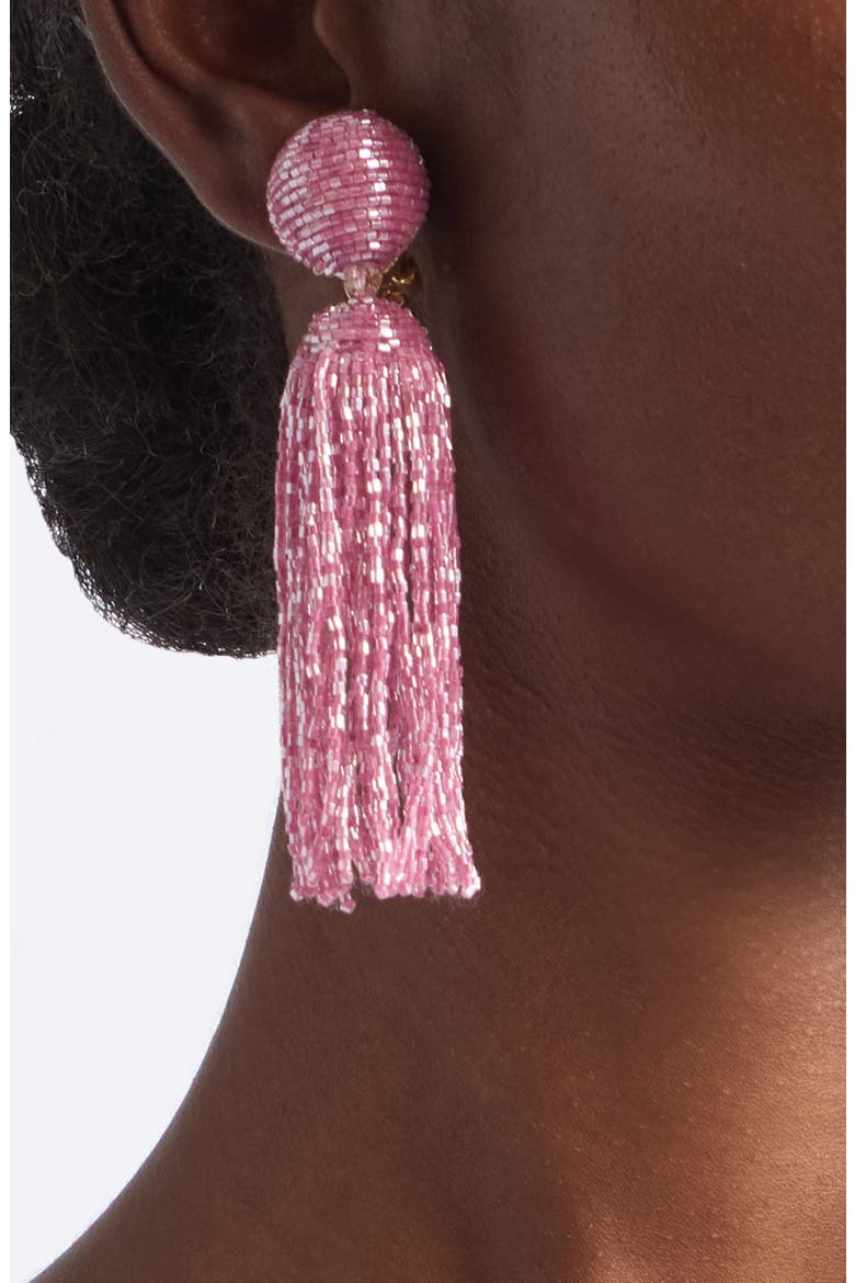 Beaded Tassel Drop Earrings, Alternate, color, PINK