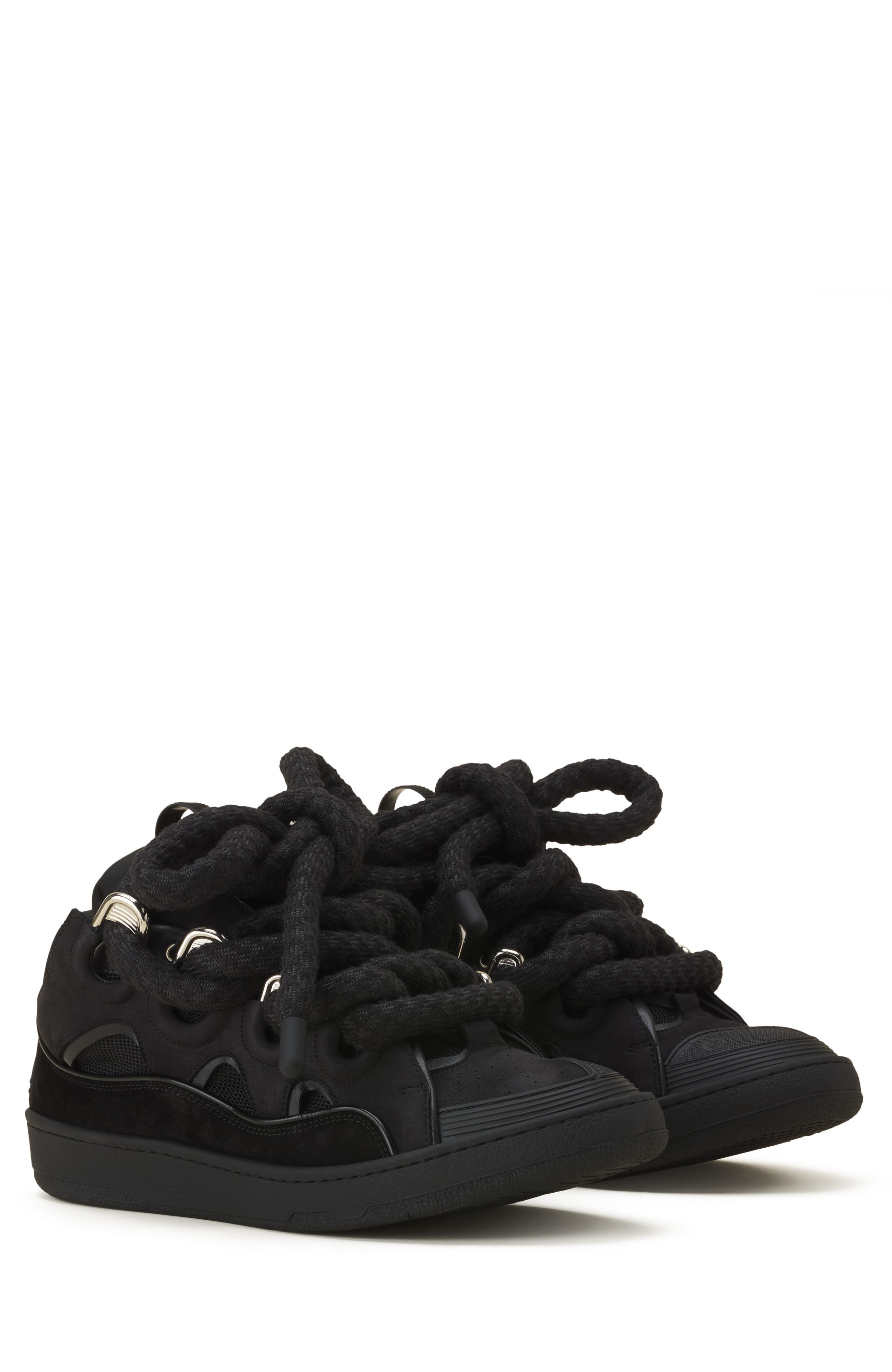 Curb Snake Sneakers In Leather, Alternate, color, Black
