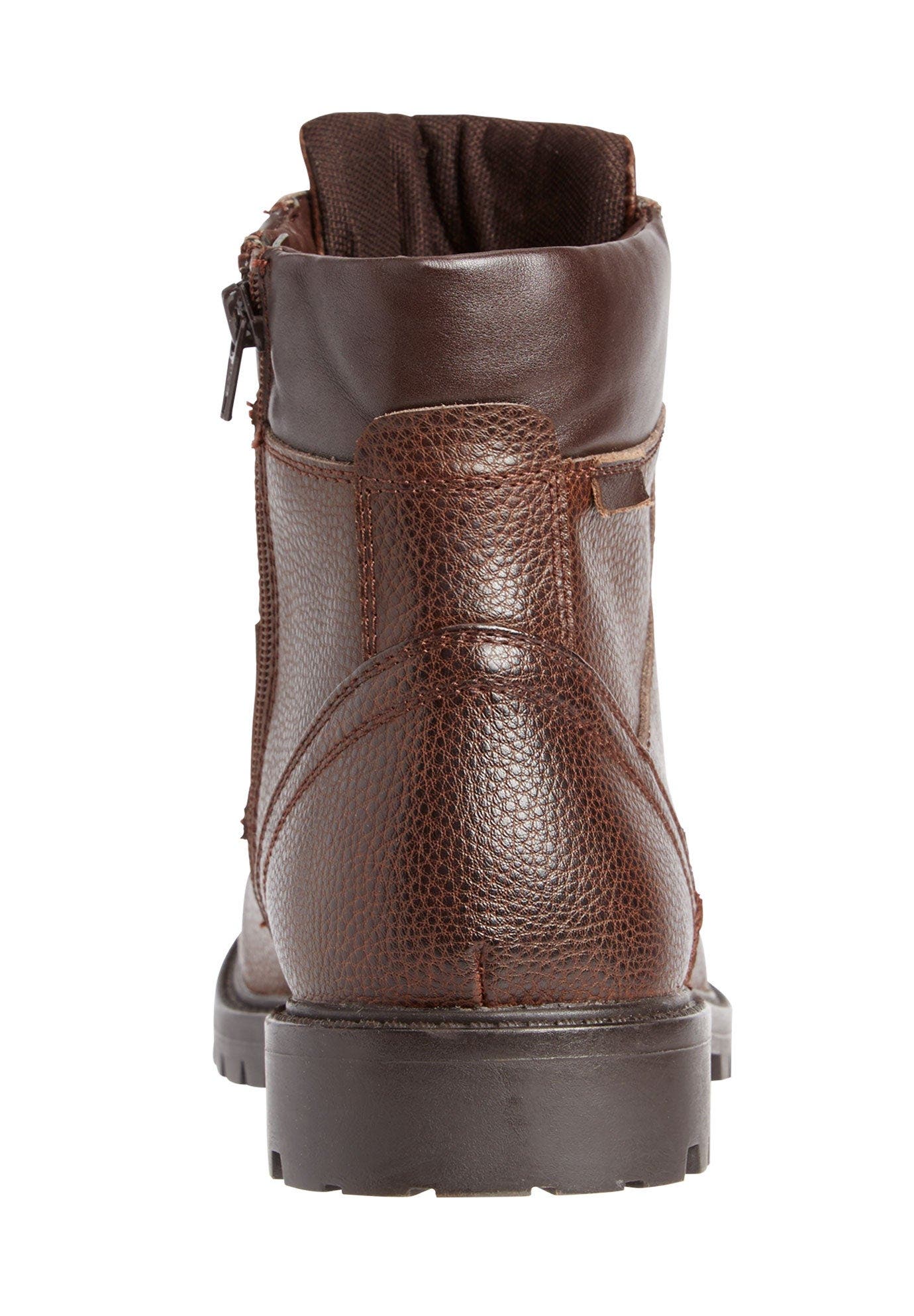 Zip Up Work Boots, Alternate, color, DARK BROWN