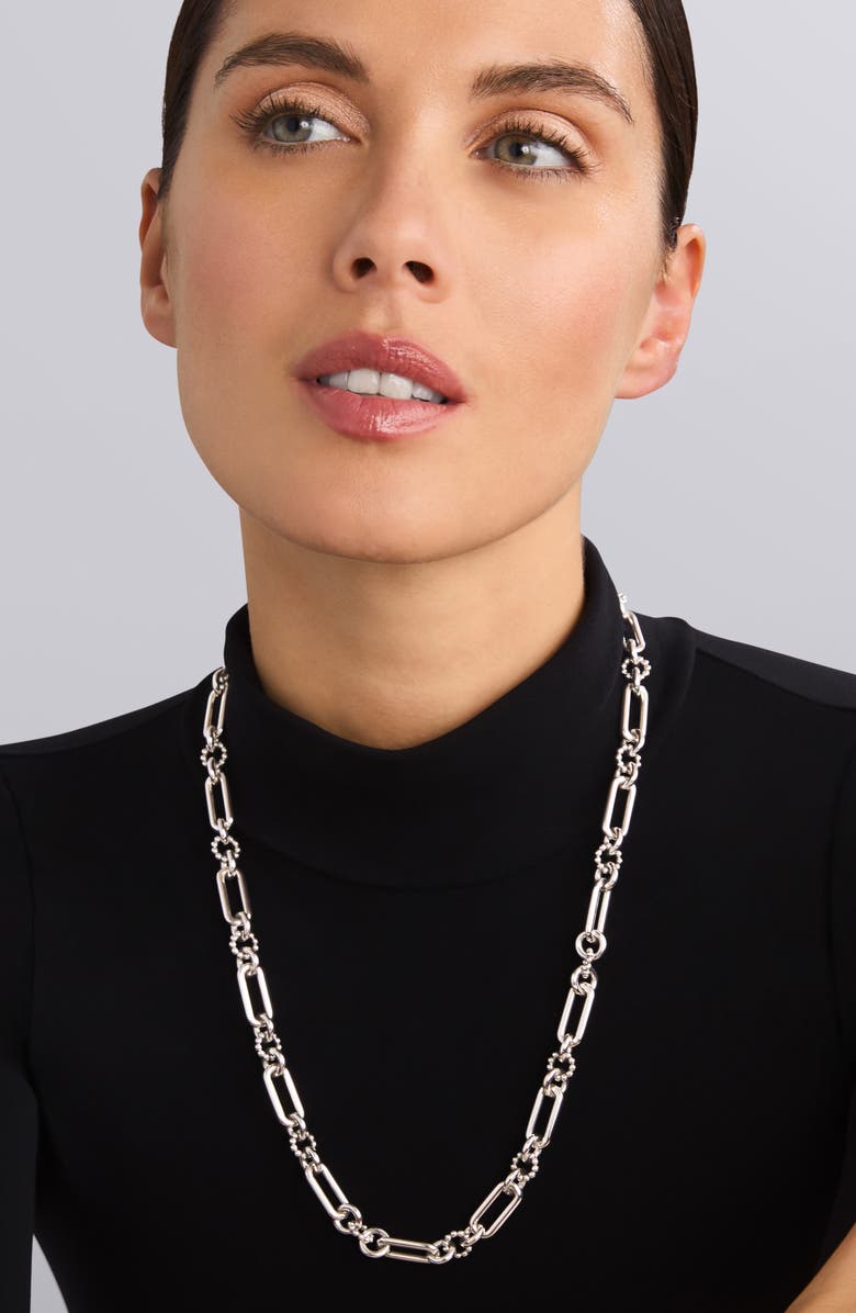 LAGOS Signature Caviar Link Necklace, Alternate, color, Silver