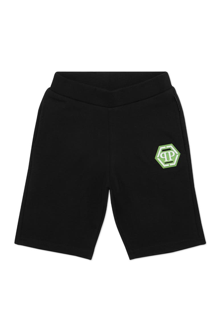Baggy Fit Shorts Iconic Plein Boy, Main, color, black/green