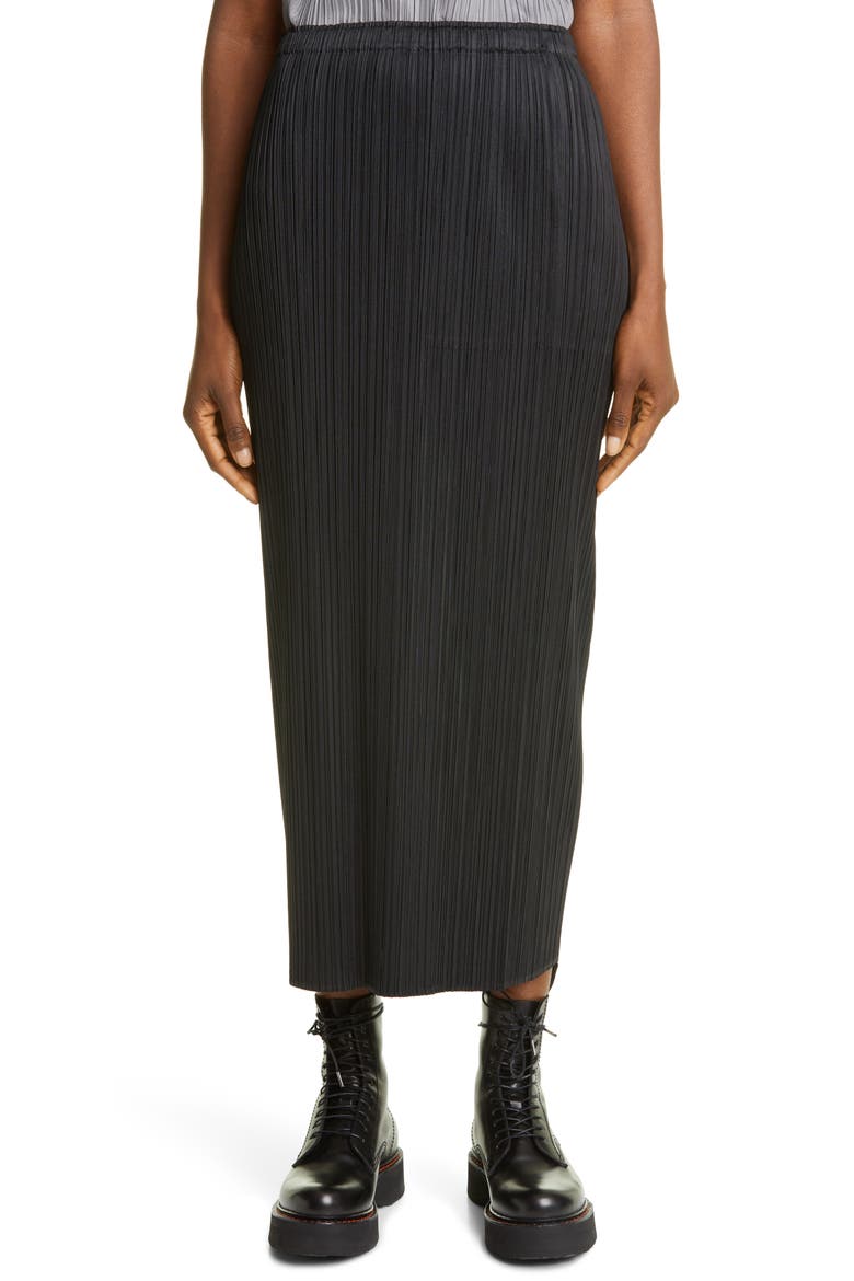 Basics Pleated Midi Skirt, Main, color, BLACK