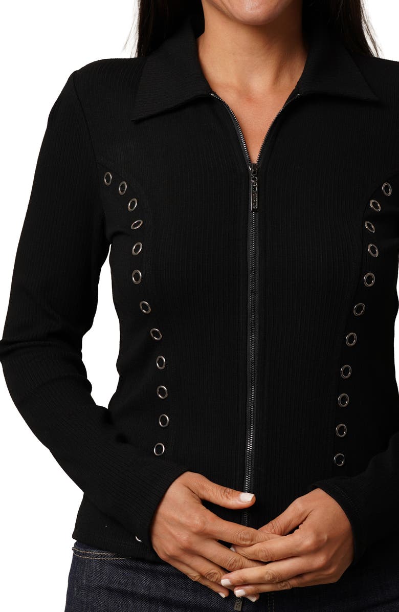 CYRUS Grommet Trim Rib Top, Alternate, color, Black