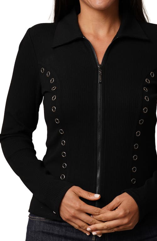Cyrus Grommet Trim Rib Top In Black