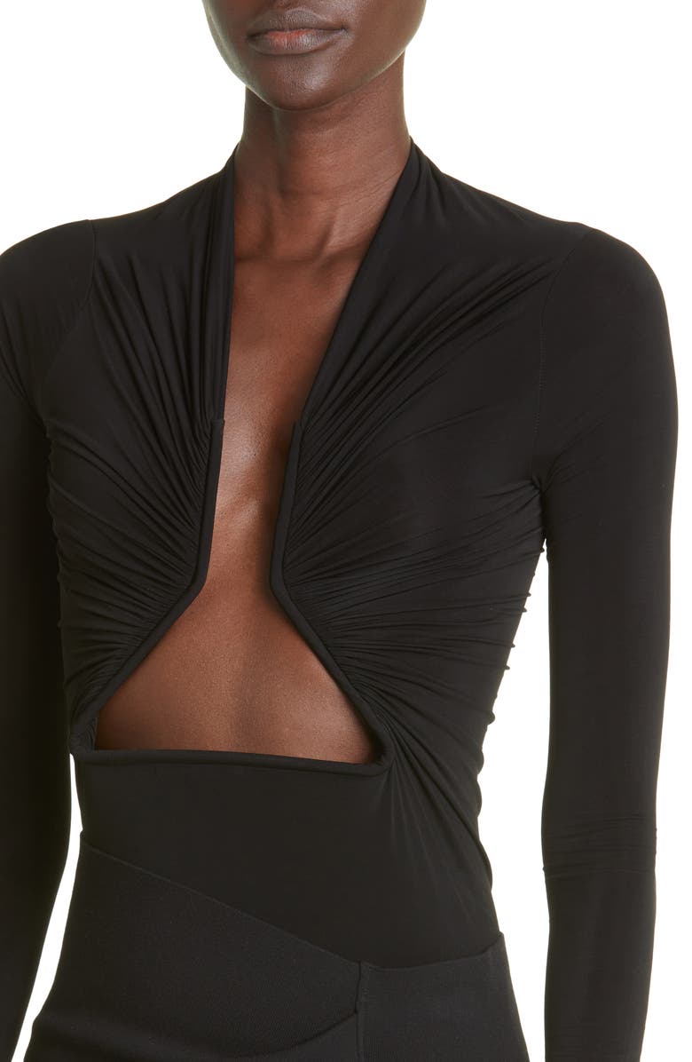 Rick Owens Gathered Asymmetric Maxi Skirt, Alternate, color, 