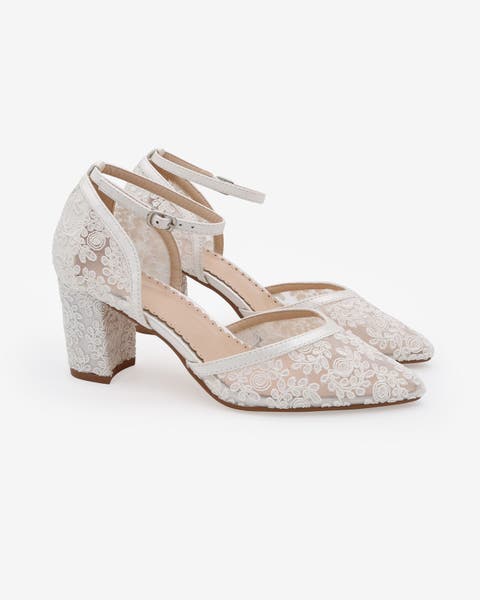 Abby Lace Block Heel with Ankle Strap