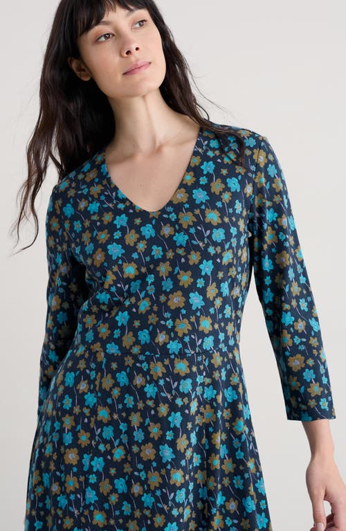 Seasalt Cornwall Nancy Floral Print Organic Cotton Blend Maxi Dress In Blue