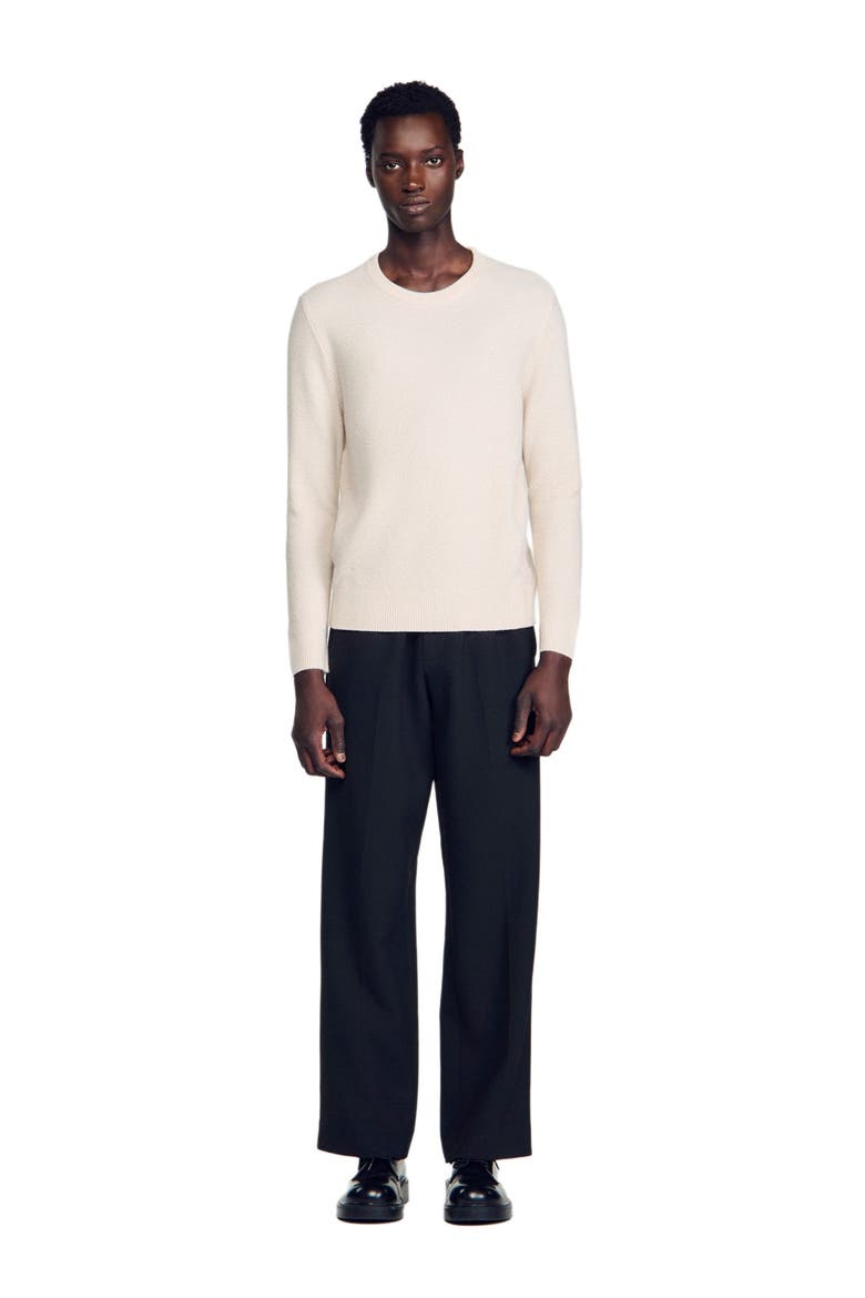 Crew-neck sweater in seed stitch, Main, color, Ecru