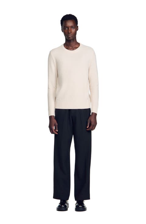 Crew-neck sweater in seed stitch