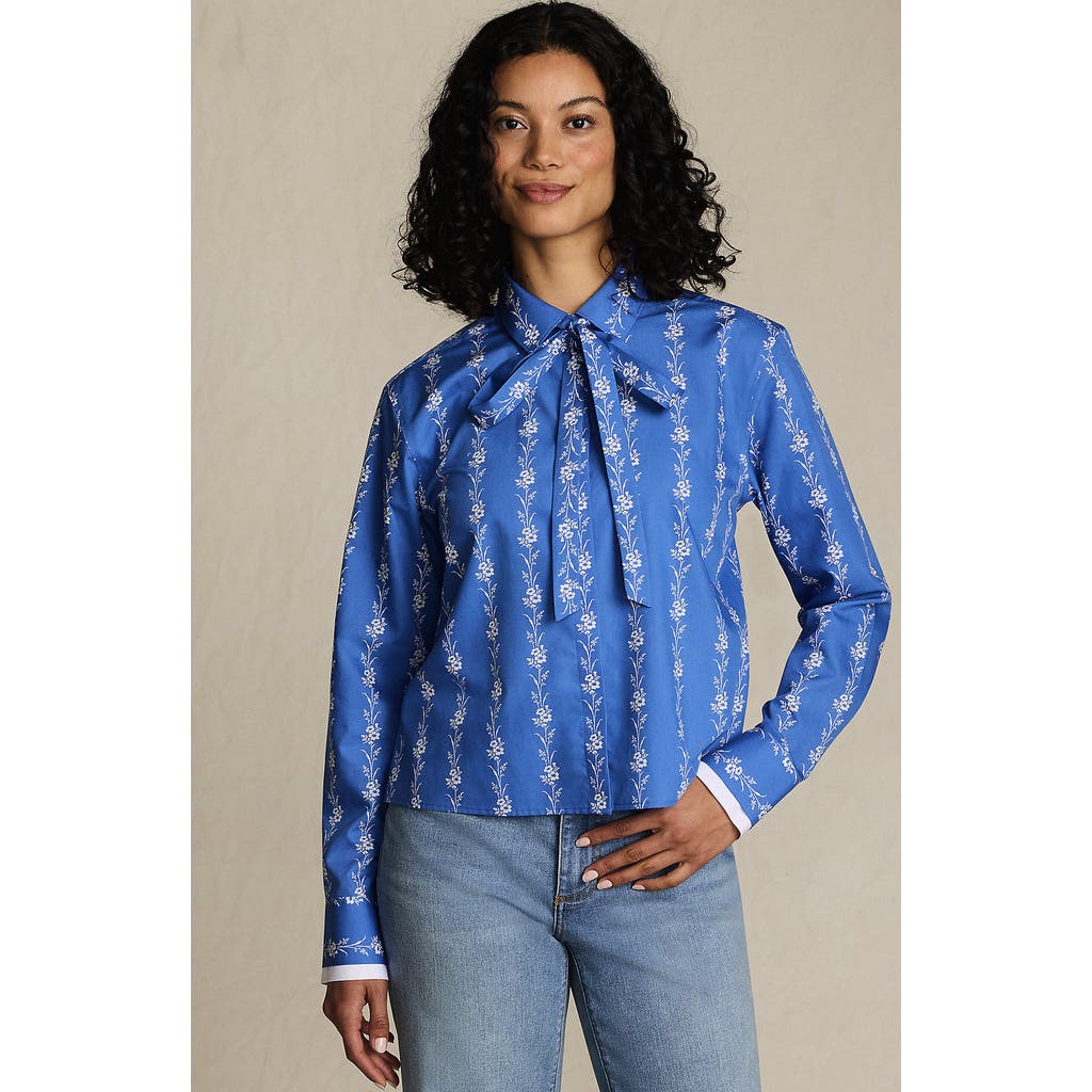 Lands' End Easy Care Shirt With Removable Bow In Blue