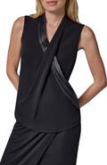 Donna Karan New York Sleeveless Top with Faux Leather Trim