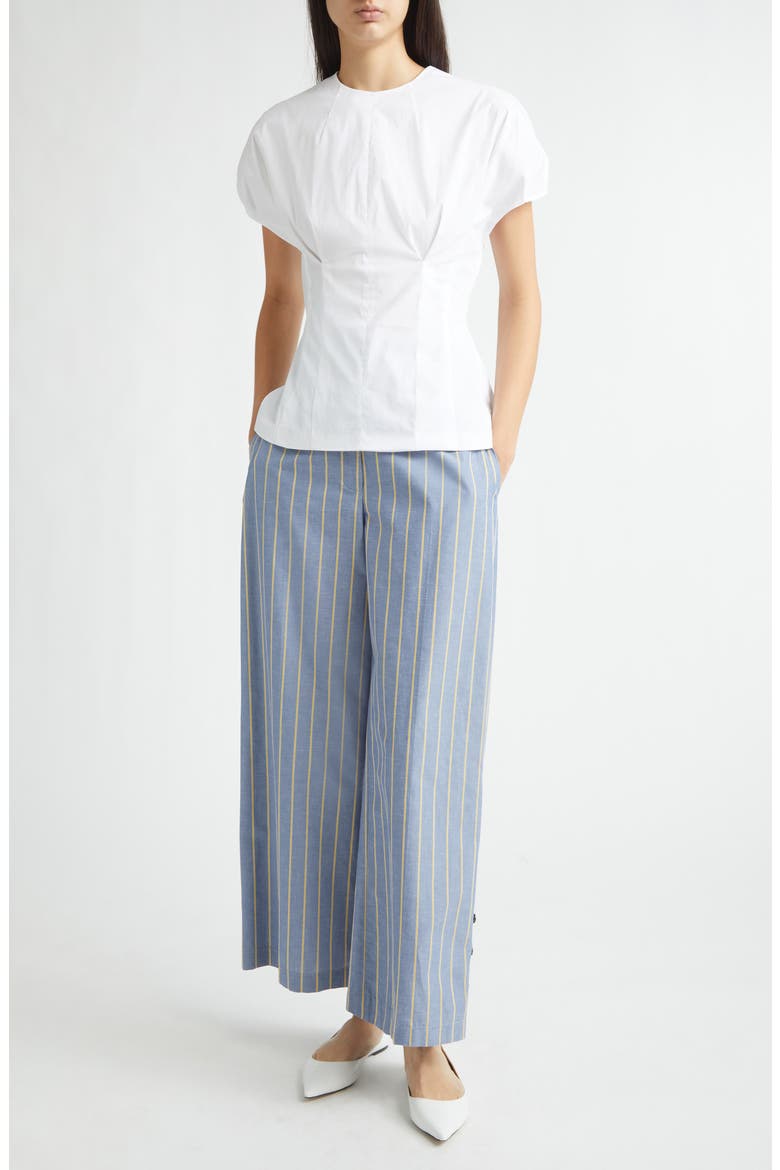Bubble Sleeve Organic Cotton Poplin Blend Top, Alternate, color, WHITE