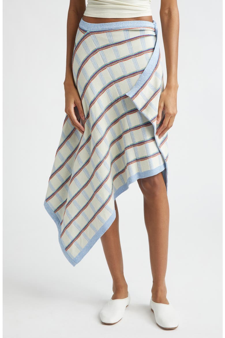 Check Jacquard Asymmetric Skirt, Main, color, IVORY