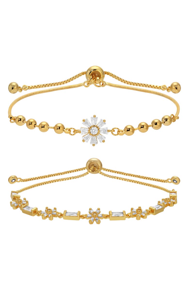 EYE CANDY LOS ANGELES Alba Set of 2 Cubic Zirconia Bolo Bracelets, Main, color, Gold