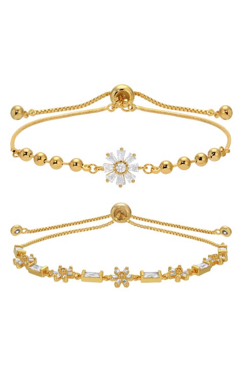Alba Set of 2 Cubic Zirconia Bolo Bracelets