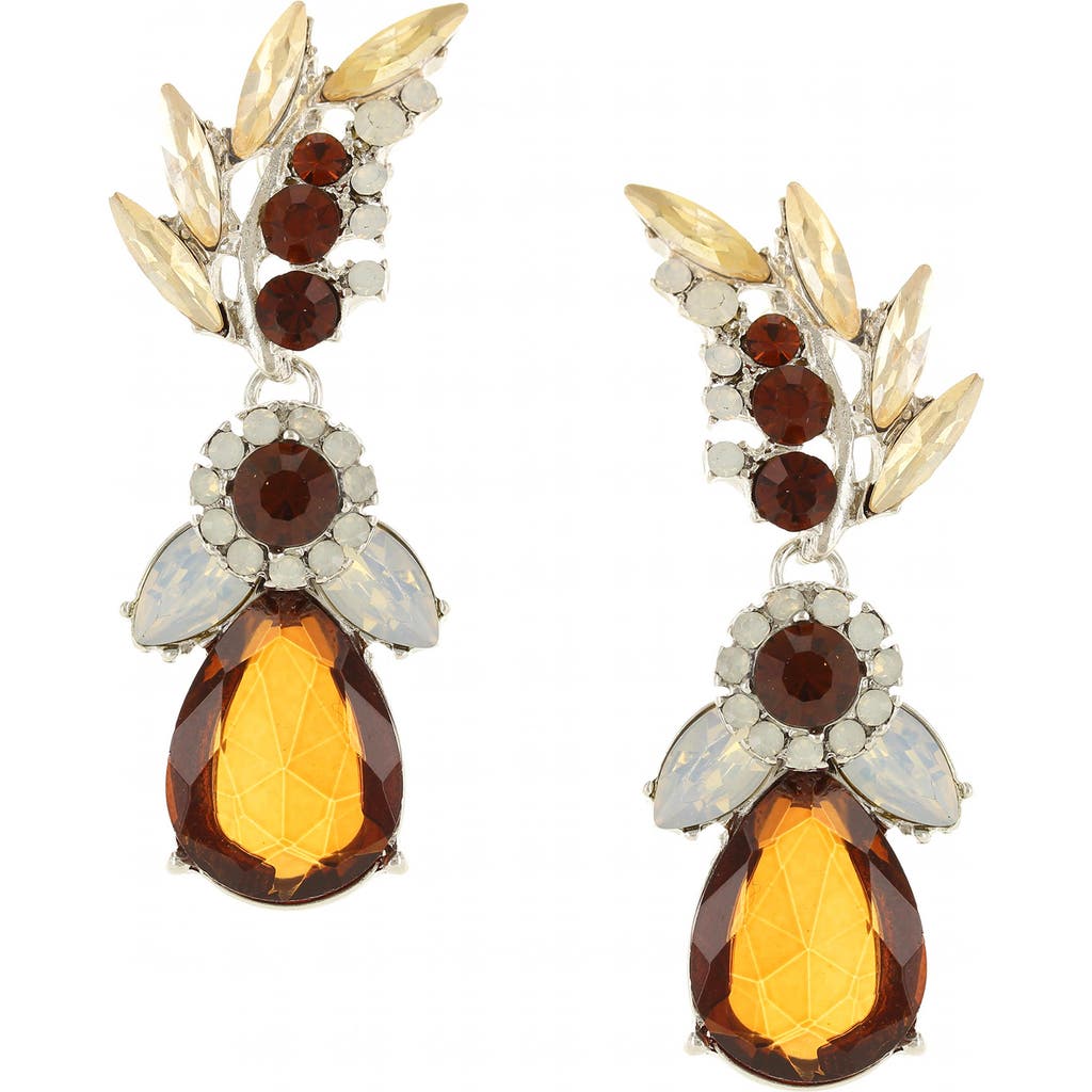 Olivia Welles Victoria Cluster Drop Earrings In Burnished Gold/clear
