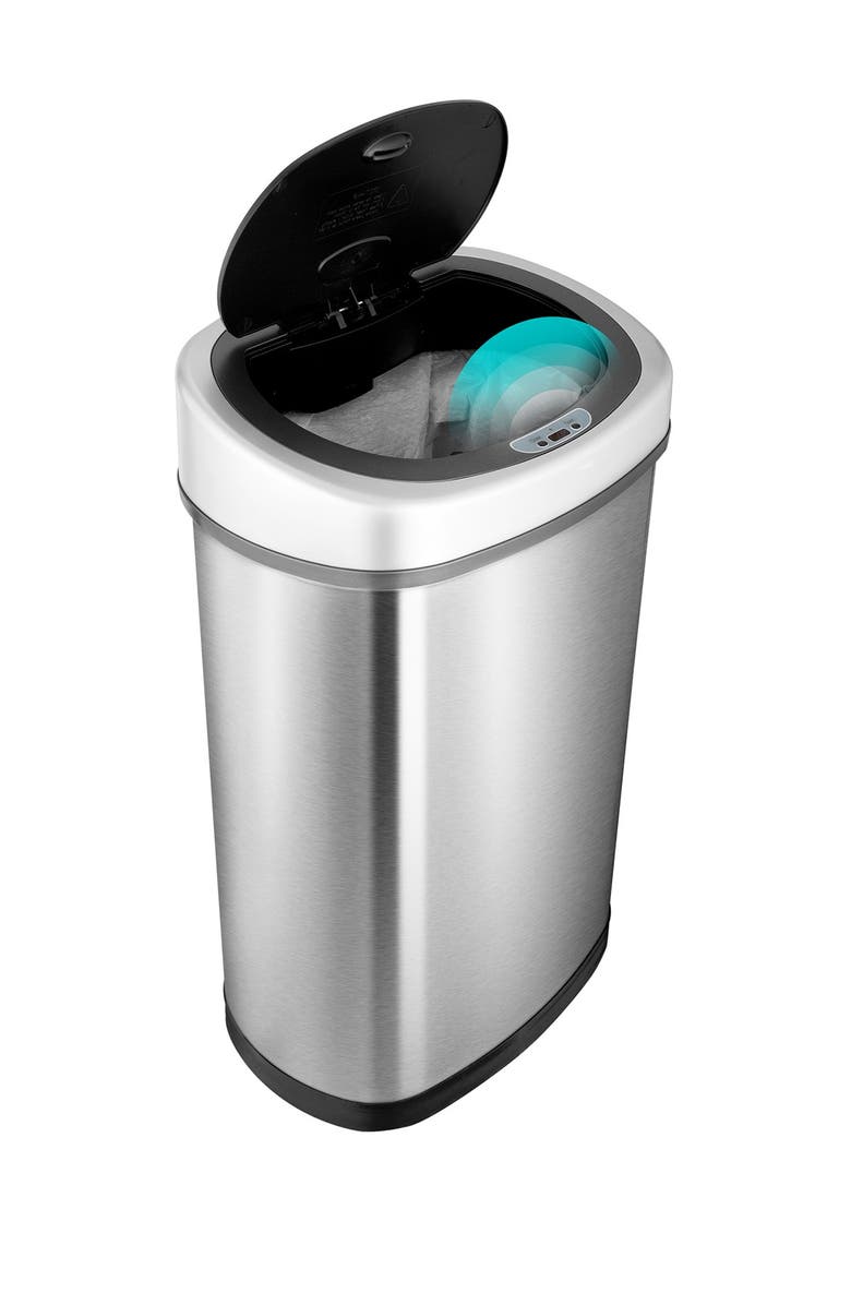 NINESTARS 50L SENSOR TRASH CAN, Alternate, color, Silver Black