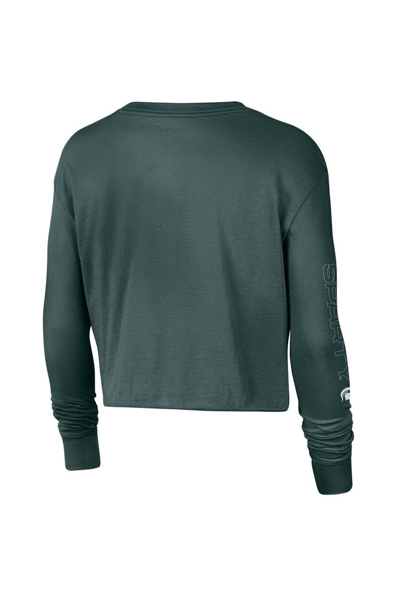Women's Nike Hunter Green Michigan State Spartans 2-Hit Cropped Long Sleeve T-Shirt, Alternate, color, Hunter Green