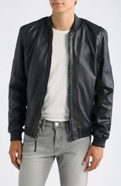 Glashy Leather Bomber Jacket