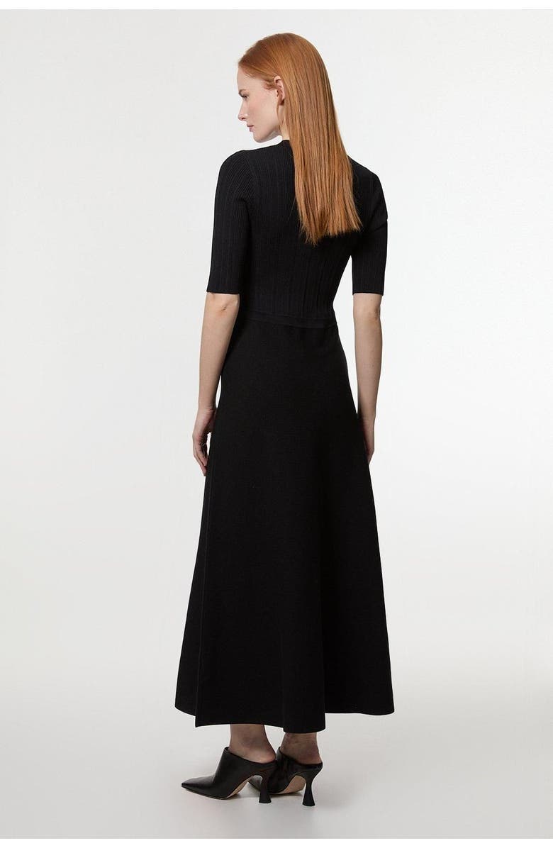 Karen Millen Rib Knit Military Trim Maxi Dress, Alternate, color, Black