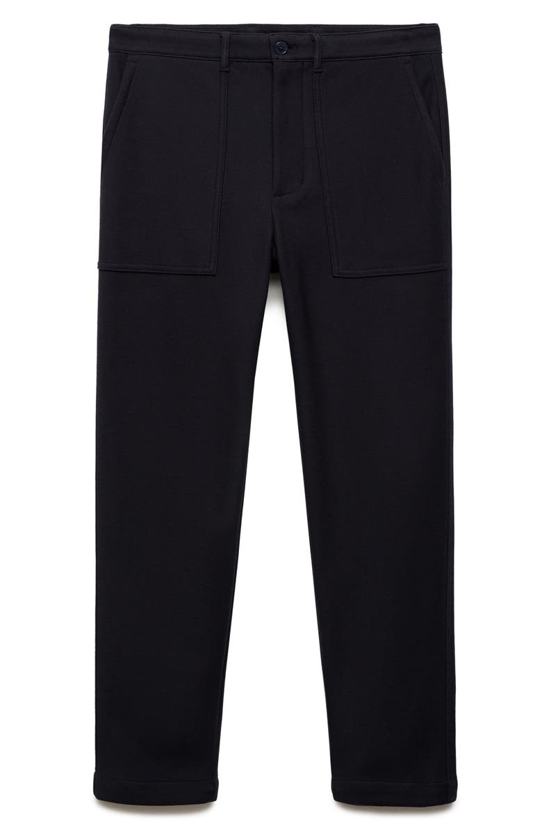 MANGO Textured Classic Fit Pants, Main, color, Dark Navy